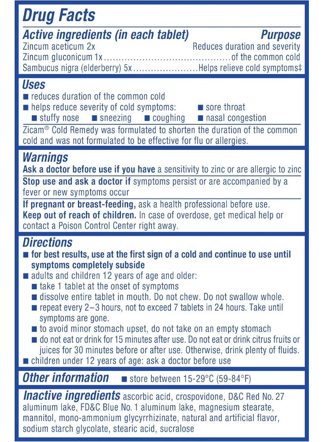 Zicam Cold Remedy Rapidmelts, Elderberry Citrus Flavor, 25 Count (Pack Of 1) - Image 2